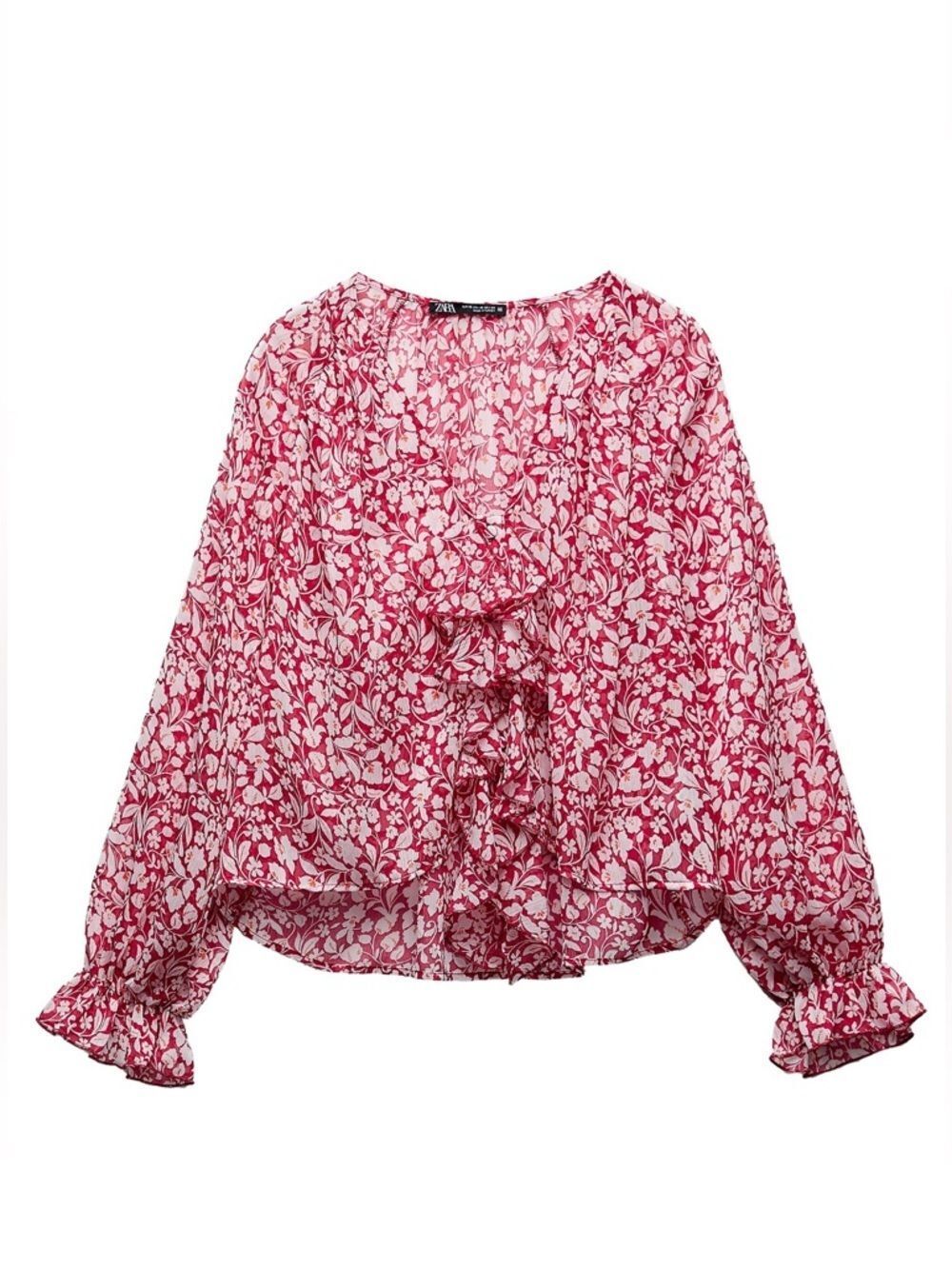ZARA RUFFLED PRINT BLOUSE